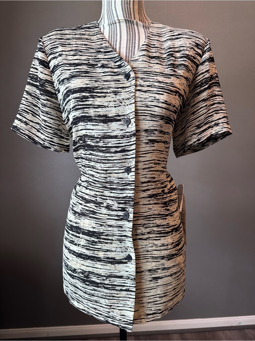 NWT Vintage 90s CHAUS Tribal Print Chiffon Blouse Size 4